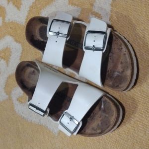Vegan leather white Birkenstock sandals.   EU size 39
